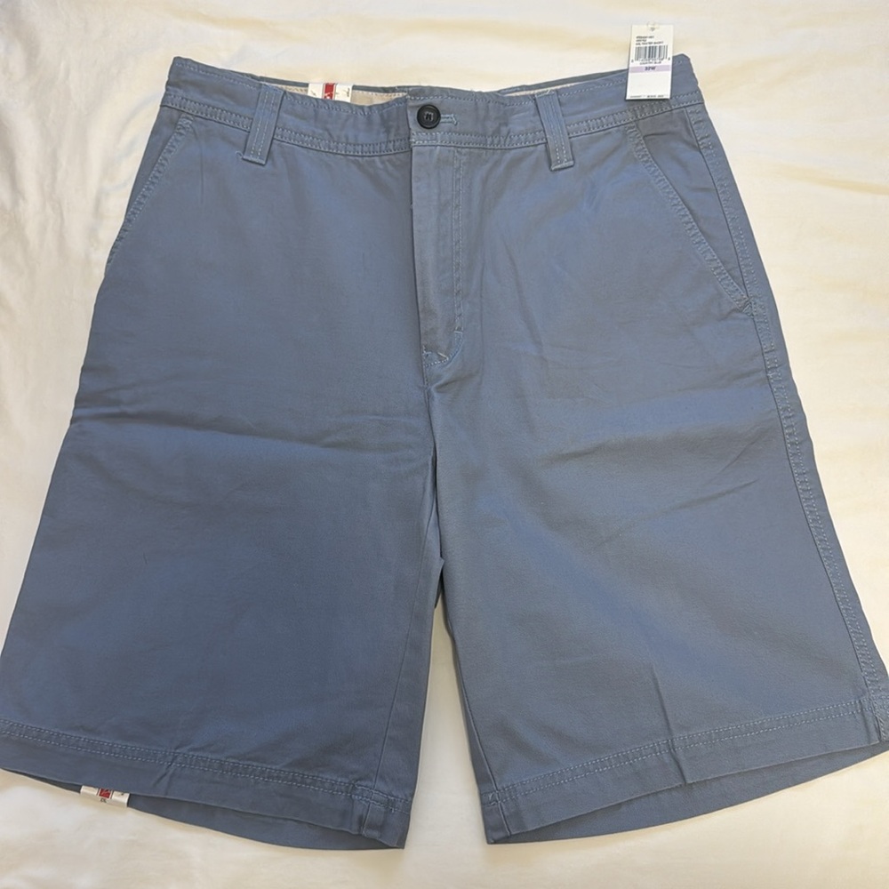 Izod Men's Flat Front Shorts in Light Blue